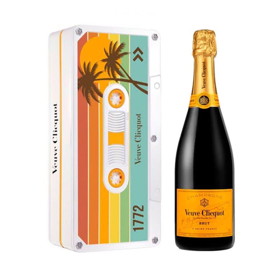 CHAMPAGNE VEUVE CLICQUOT BRUT YELLOW LABEL ESTUCHE CASETE