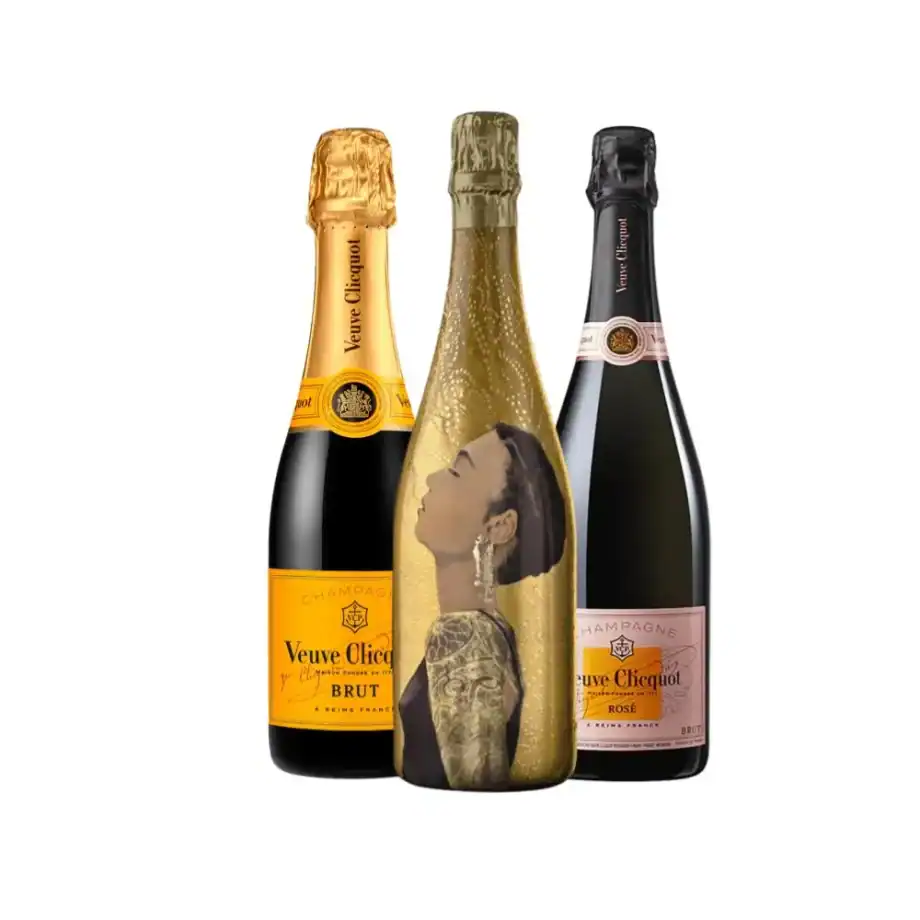 PACK LA PIU BELLE CHAMPAGNE, VEUVE CLICQUOT BRUT Y VEUVE CLICQUOT ROSE